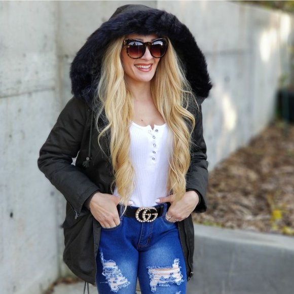 Warm Army Green Coat - Picture 3 of 5